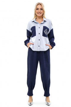 Блуза, брюки Alani Collection 2507 синий-голубой - фото 1