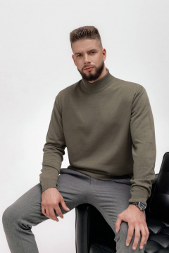 Свитер среднезауженный с длинным рукавом из трикотажа, с воротником-стойкой Полесье С3012-15 5С1749-Д43 170,176 полынь - фото 1