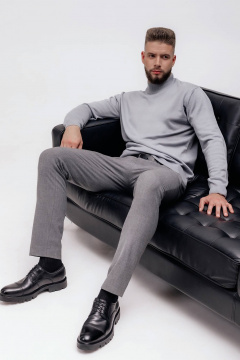 Демисезонный вязаный свитер с двойным воротником стойкой Полесье С3012-15 5С1749-Д43 170,176 серый - фото 2