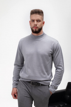 Демисезонный вязаный свитер с двойным воротником стойкой Полесье С3012-15 5С1749-Д43 170,176 серый - фото 1