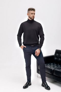 Мужской свитер прямой реглан с отложным воротником Полесье С3070-17 7С1581-Д43 170,176 глубокий_черный - фото 2