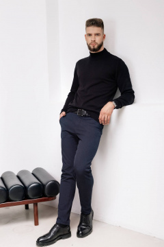 Демисезонный вязаный свитер с двойной стойкой и прямым силуэтом Полесье С3157-23 3С3214-Д43 182,188 глубокий_черный - фото 2