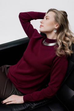 Демисезонный трикотажный свитер реглан с двойной стойкой Полесье С3316-15 5С1754-Д43 170,176 зимняя_вишня - фото 2