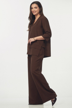 Блуза, брюки Your size 2273 шоколадно-коричневый - фото 3