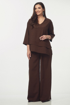 Блуза, брюки Your size 2273 шоколадно-коричневый - фото 1
