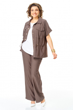 Брюки, жакет, топ VI ORO VR-1181 шоколад - фото 3