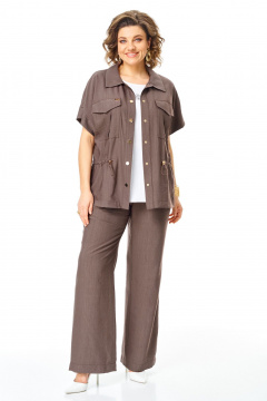 Брюки, жакет, топ VI ORO VR-1181 шоколад - фото 2