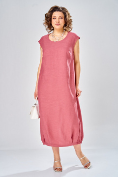 Платье, рубашка Диомант 2036 коралл/белый - фото 4