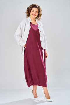 Платье, рубашка Диомант 2036 бордо/белый - фото 2