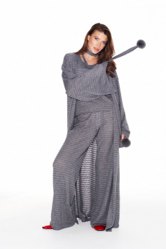 Брюки, кардиган, топ ELLETTO LIFE 5339 серый - фото 4