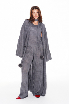 Брюки, кардиган, топ ELLETTO LIFE 5339 серый - фото 1