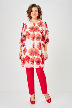 Брюки, кардиган, топ Svetlana-Style 2320 красный_цветы - фото 5