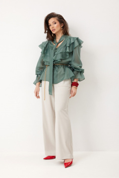 Блуза, брюки ElPaiz 1338 бирюза+св.серый - фото 2