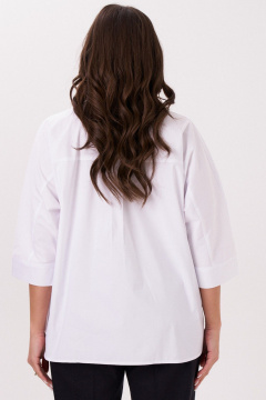 Длинная белая блузка-рубашка с воротником и накладными карманами Панда ПА-485140p белый - фото 4