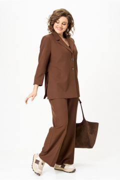 Брюки, жакет Vilena 1094 молочный_шоколад - фото 3