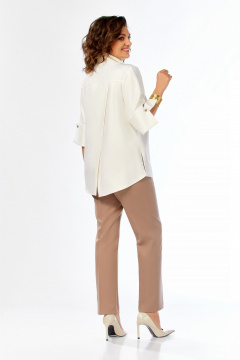 Блуза, брюки Ольга Стиль С-987 молочно-коричневый - фото 3