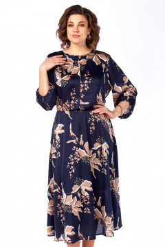 Платье Элль-стиль 2457 темно-синий_кофе_принт - фото 3