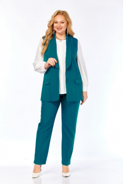 Блуза, брюки, жилет Элль-стиль 2132/8 морская_волна - фото 1