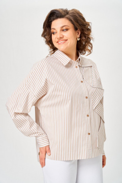 Блуза Michel chic 789 полоска_бежевая - фото 4