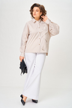 Блуза Michel chic 789 полоска_бежевая - фото 3