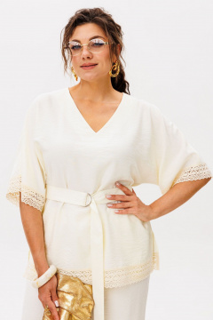 Блуза, брюки Anelli 1607 ванильный-пломбир - фото 1