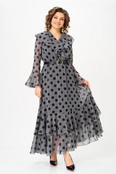 Платье ANASTASIA MAK 1280 серый+черный - фото 3