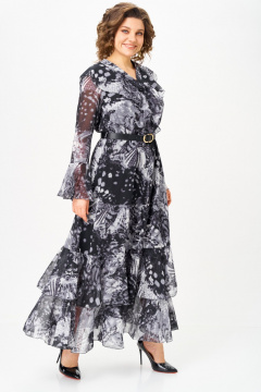 Платье ANASTASIA MAK 1280 серый+черный_мультиколор - фото 5