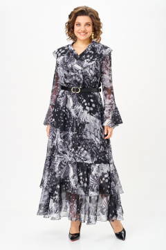 Платье ANASTASIA MAK 1280 серый+черный_мультиколор - фото 1