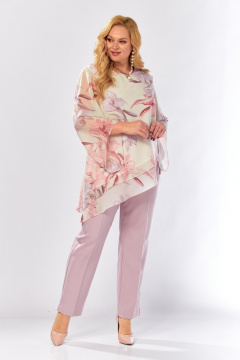 Блуза, брюки Элль-стиль 2459 пудрово-бежевый - фото 2