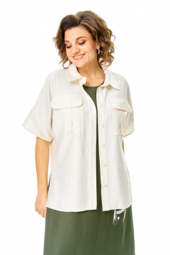 Блуза, платье VI ORO VR-1256 олива-молочный - фото 3