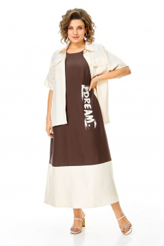 Блуза, платье VI ORO VR-1256 шоколад-молочный - фото 1