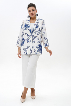 Блуза, брюки, жакет Alani Collection 2500 бело-синий - фото 1