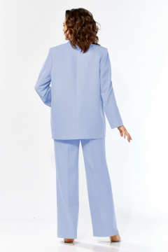 Брюки, жакет, топ Милора-стиль 1367 голубой+белый - фото 3