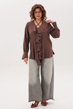 Блуза, болеро Anelli 1679-1 молочный-шоколад - фото 2