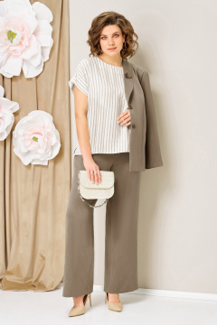 Блуза, брюки, жакет VOLNA 1462 бежевый - фото 3