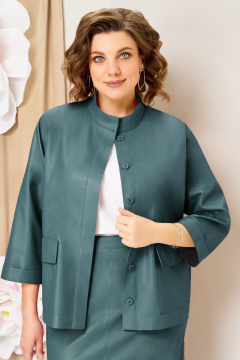 Блуза, жакет, юбка VOLNA 1464 мятно-изумрудный - фото 3