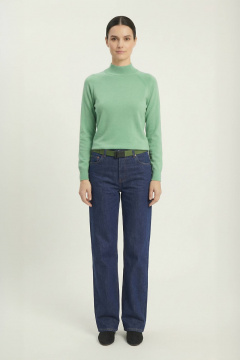 Демисезонный свитер прямого силуэта реглан с двойной стойкой Полесье С3316-15 5С1754-Д43 158,164 малахитовый_зеленый_16-5917 - фото 4