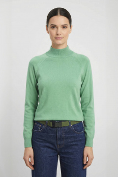 Демисезонный свитер прямого силуэта реглан с двойной стойкой Полесье С3316-15 5С1754-Д43 158,164 малахитовый_зеленый_16-5917 - фото 3