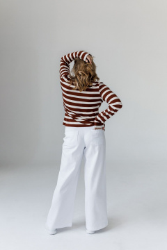 Лонгслив JoEmber 25 белый-коричневый - фото 3