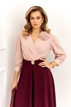 Платье AGATTI 6001 бежево-винный - фото 4