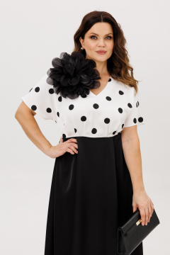 Брошь, платье ANIDEN 721-5 черно-белый - фото 3