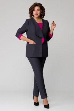 Блуза, брюки, жакет Мишель стиль 1145-1 черный/фуксия - фото 1