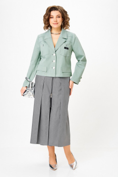 Жакет, юбка Aira Style 24139 серо-зеленый - фото 4