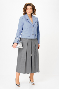 Жакет, юбка Aira Style 24139 серо-голубой - фото 2