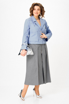 Жакет, юбка Aira Style 24139 серо-голубой - фото 4
