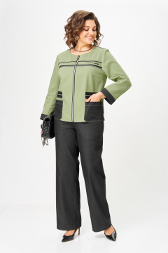 Брюки, жакет Aira Style 24249 зеленый-графит - фото 2