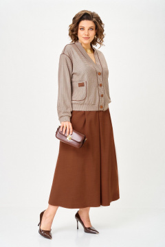 Жакет, юбка Aira Style 24131 бежево-коричневый - фото 2