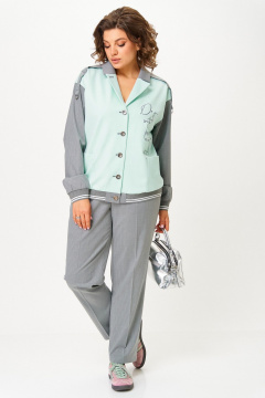 Брюки, жакет Aira Style 24231 мятно-серый - фото 2