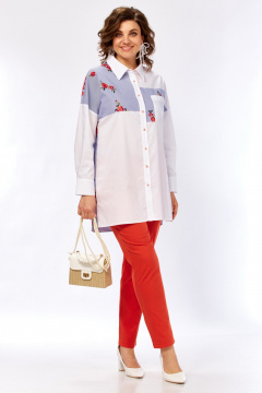 Белая блузка из ткани решелье с нагрудным карманом и застежкой Matini 4.1530/1 - фото 5