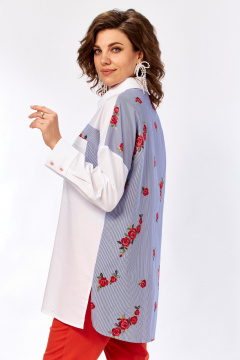 Белая блузка из ткани решелье с нагрудным карманом и застежкой Matini 4.1530/1 - фото 2